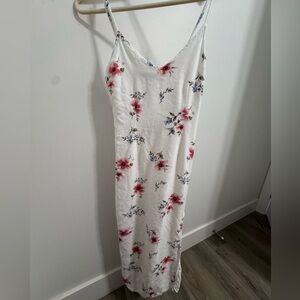 Abercrombie & Fitch White Slip Maxi Dress with Pink & Lavender Floral Print